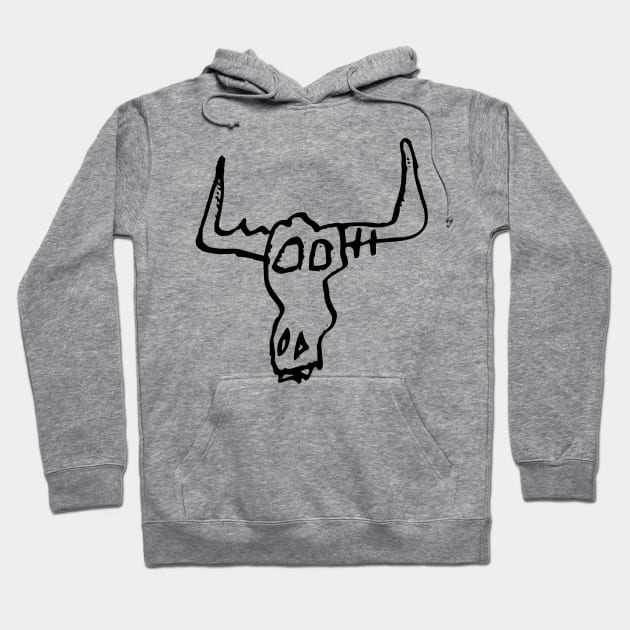 Bull Skull Doodle Black Hoodie by Mijumi Doodles